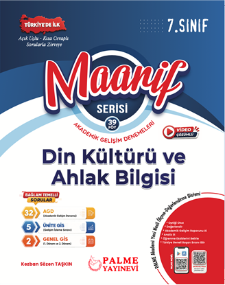 Resim PALME 7.SINIF MAARİF SERİSİ DİN KÜLTÜRÜ VE AHLAK BİLGİSİ AKADEMİK GELİŞİM DENEME (39 FÖY)