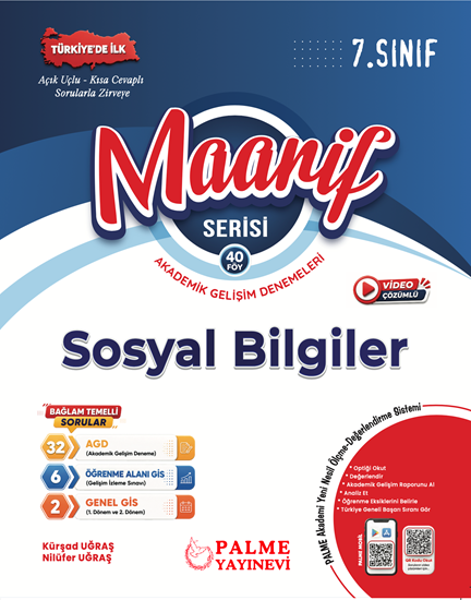 resm PALME 7.SINIF MAARİF SERİSİ SOSYAL BİLGİLER AKADEMİK GELİŞİM DENEME (40 FÖY) KİTABI