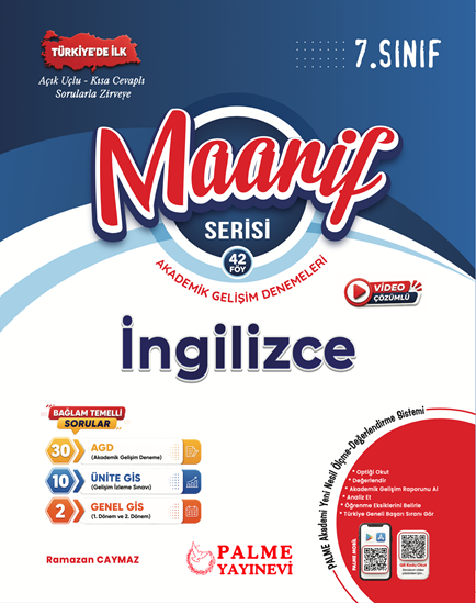 resm Palme 7.Sınıf Maarif İngilizce Akademik Gelişim Denemeleri (39 Fasikül)